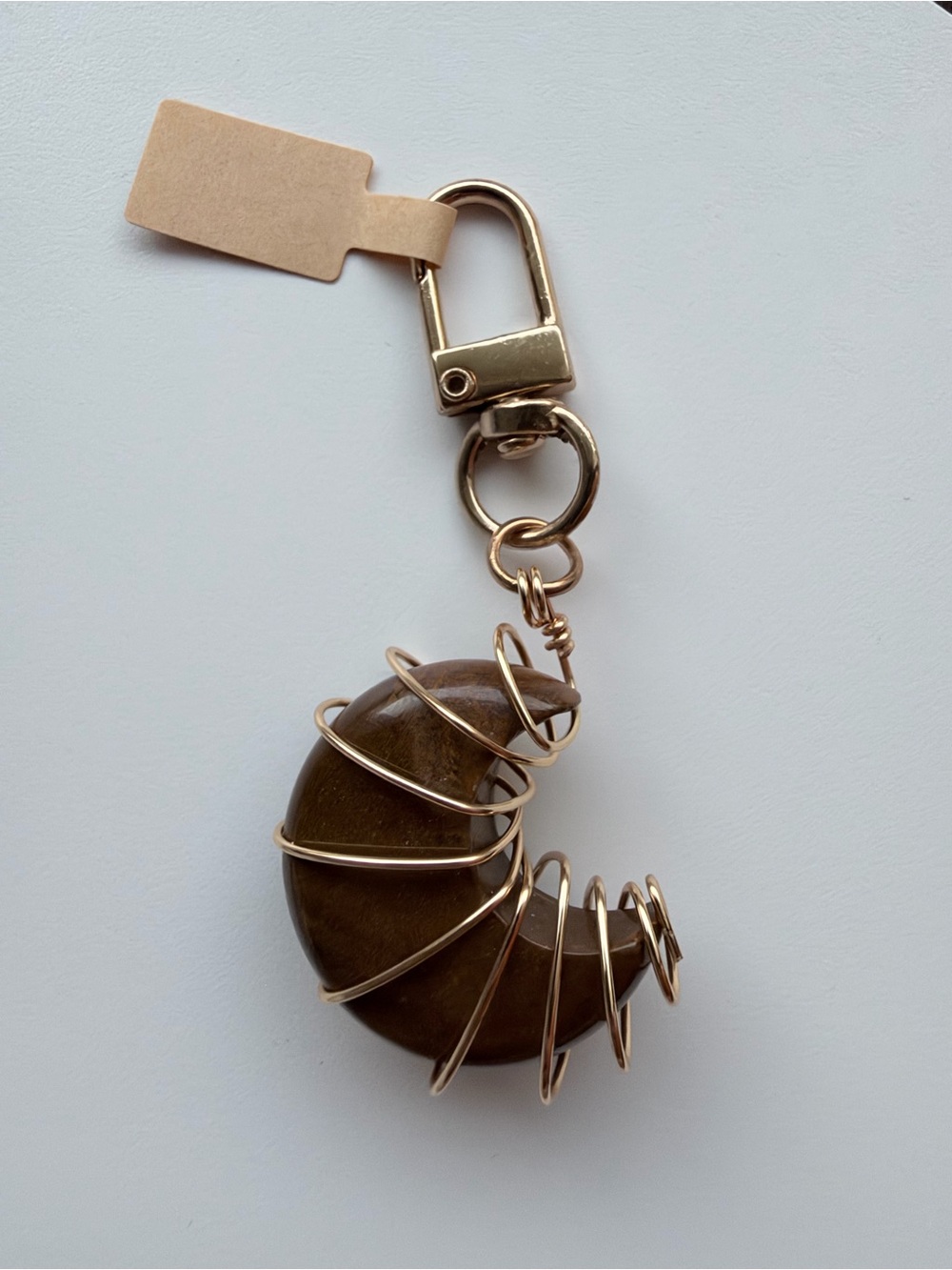 Brown Jasper Crescent Moon Keychain / Bag Charm